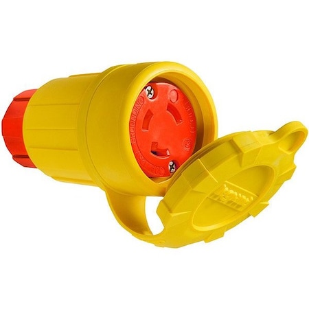 Pass & Seymour Locking Connector, L5-30R, 30 A, 125V AC, Single Phase, 2 Pole, Screw Terminals, Yellow 29W47AM