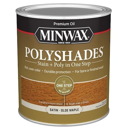 Minwax Waterbased Polyurethane Stain, Satin, Liquid, Olde Maple, 1 qt, Can 61330444