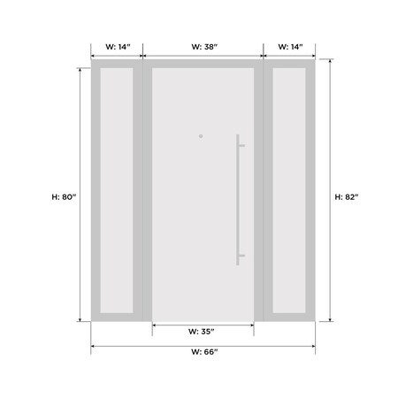 Vdomdoors Exterior Prehung uPVC Door Frosted Glass, Manux 8088 White Silk, W14+36+14" x H80", Right Inswing MANUX8088EXD-WS-W14+36+14 x H80-RH