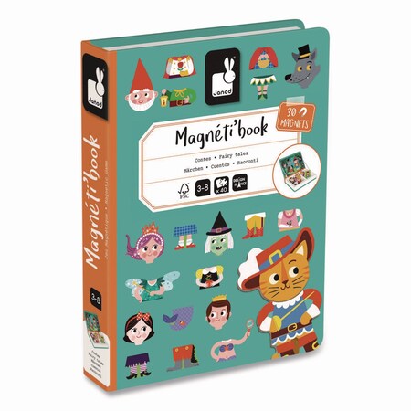 Janod Magneti'books, Fairy Tales, 40 Pieces 10 Cards, 30 Magnetic Shapes, Ages 3 to 8 J02588