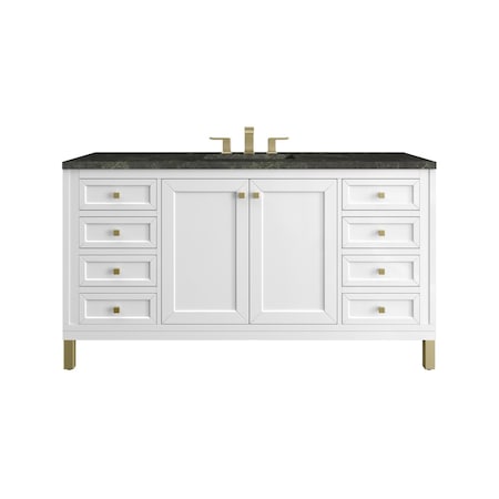 James Martin Vanities Chicago 60" Single Vanity, Glossy White, w/ 3 CM Phantome Eclos Top 503-V60S-GW-3PHT