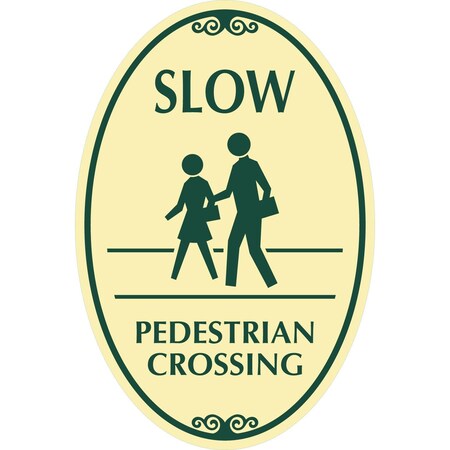 Lyle Slow Pedestrian Crossing (with Graphic), 12x18, Engineer Grade, Tan G-2504-EG_12x18