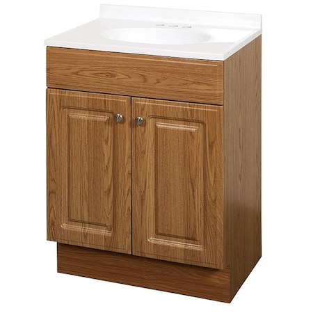 Zenna Home 2-Door Raised Panel Vanity with Top, Wood, Oak, Cultured Marble Sink, White Sink, 1/EA RBC24KK