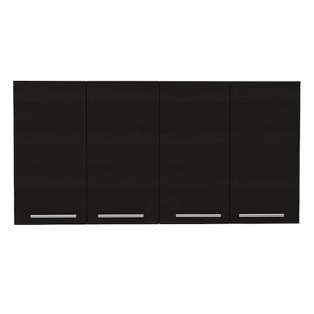 Homeroots 47in Black Wood Wall Mounted Accent Cabinet With Four Doors 478201