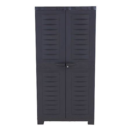 Homeroots 24in Charcoal Plastic Accent Cabinet With Two Doors 668935