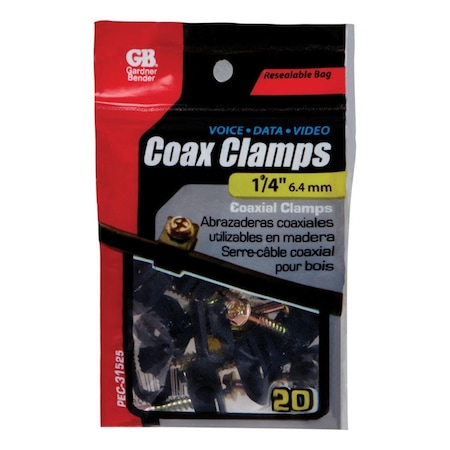 Eccm Industries 0.25 in. Black Coaxial Clamp, 20 Piece 3293263