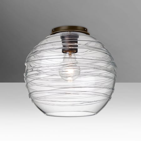 Besa Lighting Besa, Wave 10 Ceiling, Clear, Bronze Finish, 1x60W E26 base 462761C-BR