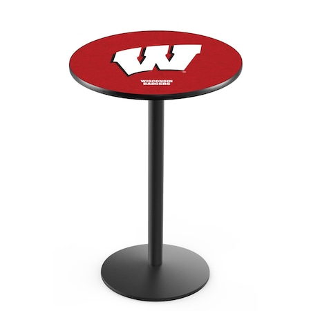 Holland Bar Stool Co 36" Blk Wrinkle Wisconsin "W" Pub Table, 36" dia. Top L214B3636Wisc-W