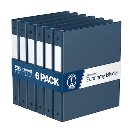 Davis Group Premium Economy, Round Ring, Binder, (Navy Blue, 1"), PK6 2311-72-06