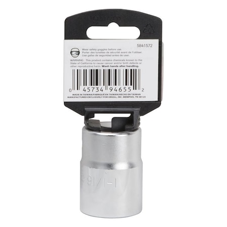 Vulcan Drive Socket, 1-1/16 in Socket, 3/4 in Drive, 12-Point, Chrome Vanadium Steel, Chrome MT-SS6034