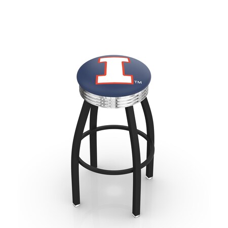 Holland Bar Stool Co 30" Blk Wrinkle Illinois Swivel Bar Stool, Chrome Ring L8B3C30IlliniU