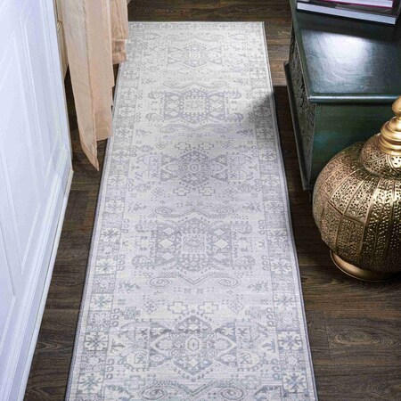 Jonathan Y Modern Persian Vintage Medallion Light Grey 2 ft. x 10 ft. Runner Rug MDP108B-210
