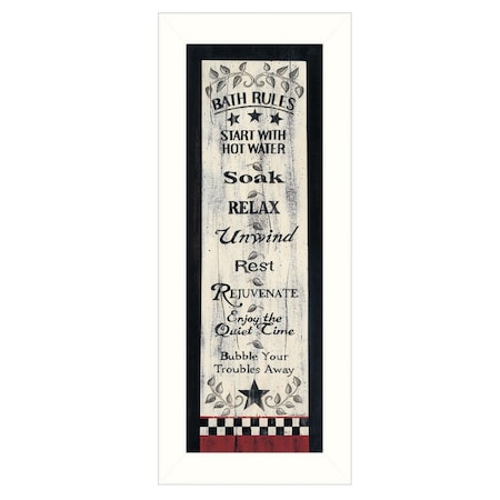 Homeroots Bath Rules 7 White Framed Print Bathroom Wall Art 415442