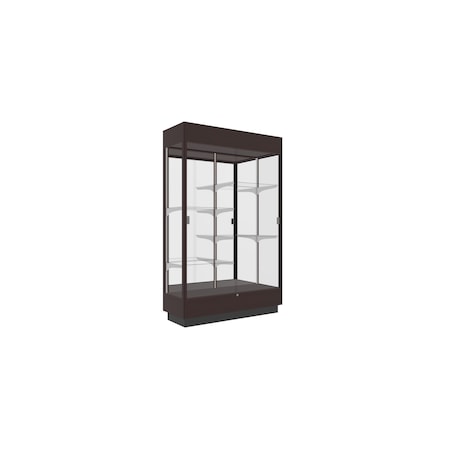 Ghent Heritage Wood Display Case, Lighted, Modern Cherry Hardwood, Mirror Back, 76''H x 48''W x 18''D 893M-MB-M