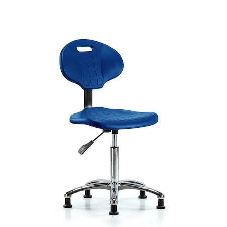 Blue Ridge Ergonomics Erie Poly Chair Chrome, Med Bench, Glides, Blue BR-TPMBCH-CR-A0-NF-RG-BLU