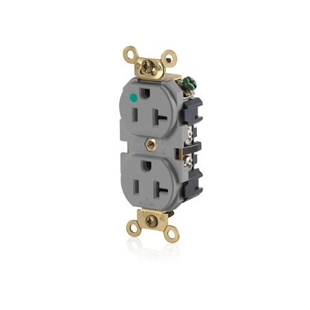Leviton Hospital Grade Wide Body Duplex MRI Receptacle, 20 Amp, 125 Volt MRI83-GY