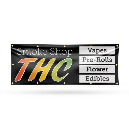 Signmission Smoke Shop THC, 48 Inch x 120 Inch, Vinyl Banner B-120-30858