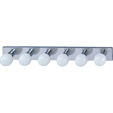 Boston Harbor Vanity Bar Fixture, 100 W, 6-Lamp, G Lamp, Steel Fixture, Chrome Fixture, Chrome Fixture V5CH06