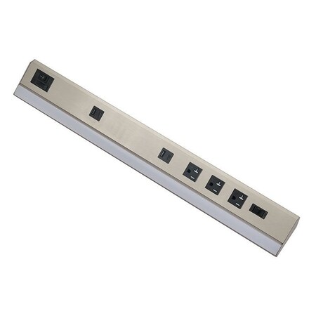 Westgate 18in ANGLED 2-REC POWER STRIP AND UC LIGHT 20A 600LM CR90 5CCT BN, 27K/30K/35K/40K/50K PSAL-18-2R-MCT5-BN