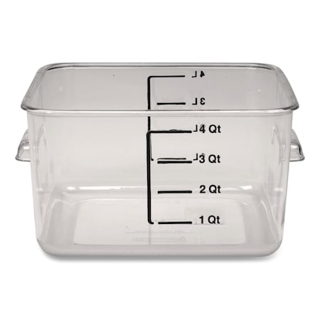 Rubbermaid Commercial SpaceSaver Square Containers, 4qt, 8 4/5w x 8 3/4d x 4 3/4h, Clear FG630400CLR