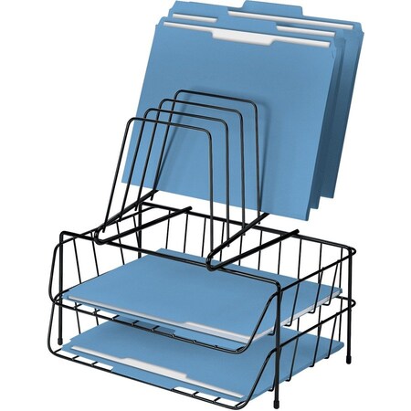 Fellowes Step File, Black, Steel, 13.88" W, 14" H, 10.13" D, 8 Number of Compartments 72391