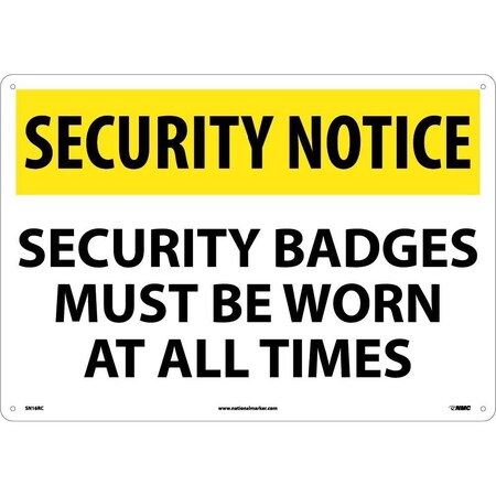 Nmc Security Notice Security Badges Must Be Worn Sign, SN16RC SN16RC