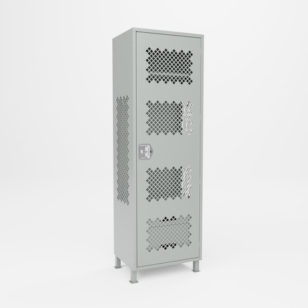 Pucel Athletic Gear Locker, 24 in W x 72 in H x 18 in D, 2 Drawers, Perforated Door, 4 in Legs, Gray GL-2472-18-DR2-DL