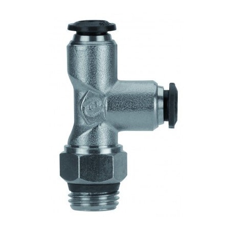 Usa Industrials Push to Connect Tube Fitting, Nickel Plated Brass w/ Plastic Release Ring, Male Run Tee ZUSA-TF-PTC-NPBR-199