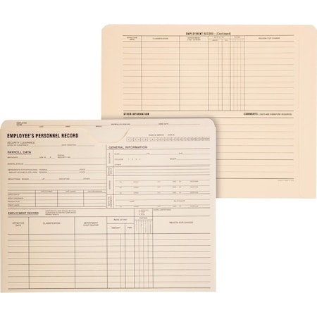Quality Park Employee's Personnel Record Jacket, 9-1/2" x 11-3/4", Manila, 100 Jackets/Box 69999