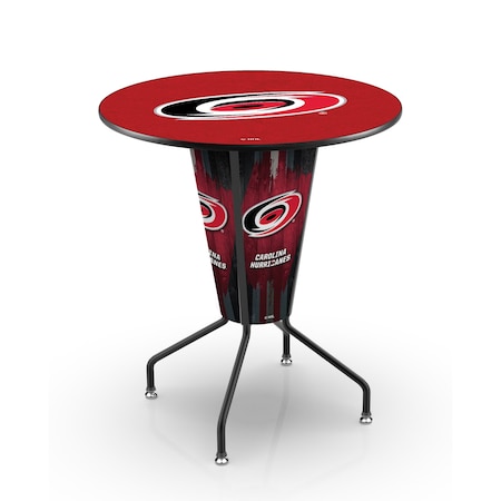 Holland Bar Stool Co Lighted 42" Black Carolina Hurricanes Pub Table L218B42CarHur36RCarHur