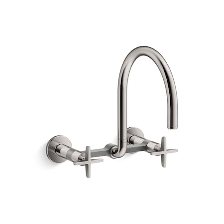 Kohler Billet Two-hole wall-mount bridge kitchen sink faucet 28672-3-TT