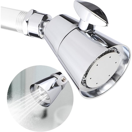 Supply Giant High Pressure Single Function Metal Showerhead, 1.8 GPM, 2.2in Face Dia., Adjustable, Chrome Plated 74-424