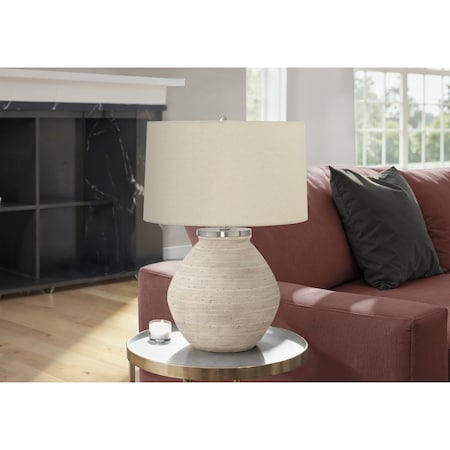 Monarch Specialties Lighting, 25 in.H, Table Lamp, Cream Concrete, Beige Shade, Contemporary I 9714
