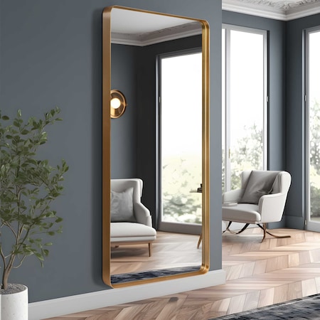 Homeroots 71" Gold Metal Framed Standing Mirror 564616