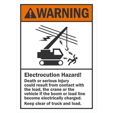 Lyle Electrocution Hazard! Keep Clear, 5x7, Non-Reflective, White G-16868-ND_5x7