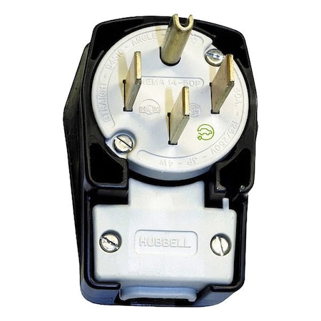 Hubbell Wiring Device-Kellems Straight Blade Plug, 14-50P, 50 A, 125/250V AC, 3 Pole, Screw Terminals, Grounded HBL9452C