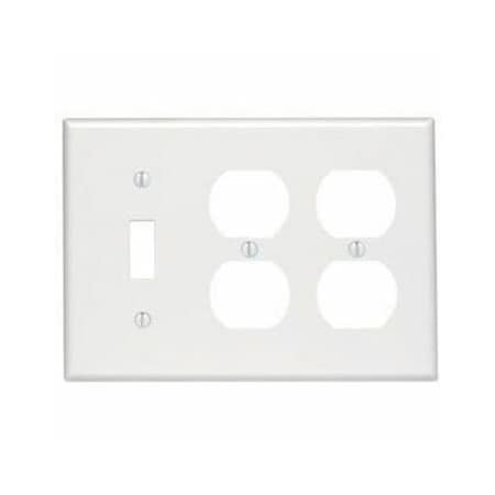 Leviton Combination Wallplate, Standard Size, Gang 3, White 80747-W