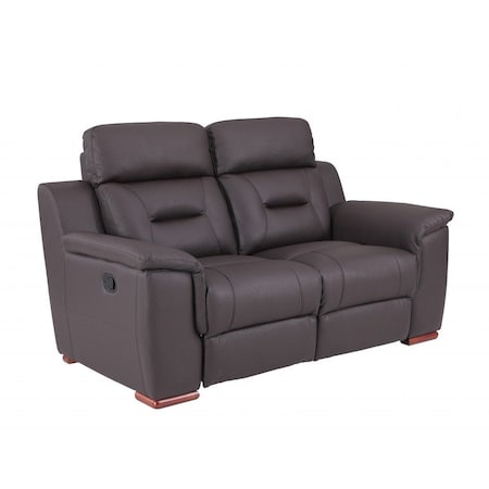 Homeroots 67in Brown Faux Leather Manual Reclining Loveseat 343909