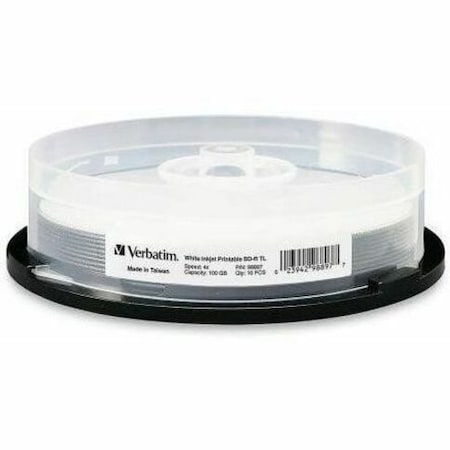 Verbatim BDXL 100GB 4X White Inkjet Printable, Hub Printable - 10pk Spindle 98897