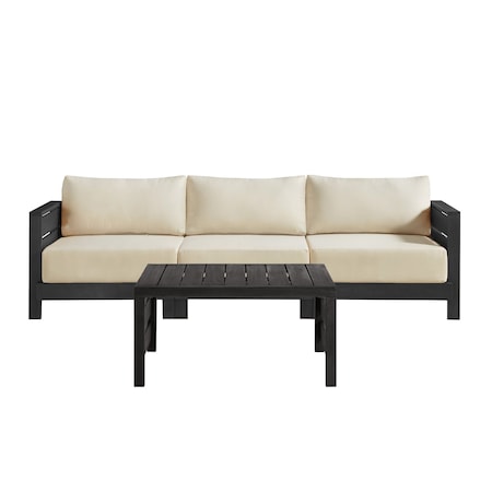 Alaterre Furniture Alaterre Barton Patio Sofa and Coffee Table Furniture Set for Outdoor Use Black Finish 80-BARTON-3SOFATB-B