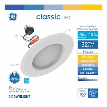 Ge Recessed Downlight, 10.3 W, 120 V, LED Lamp 93131753
