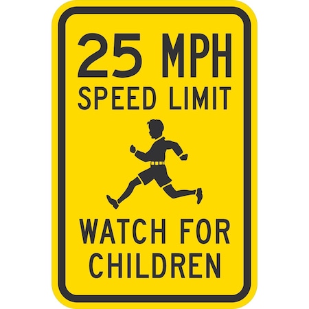 Lyle 25 Mph Speed Limit Watch For Children (W/Sym), 12x18, Diamond Grade, Yellow G-2686-DG_12x18