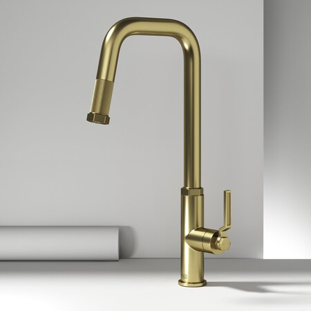 Vigo Hart Angular Single Handle Pull-Down Spout Kitchen Faucet in Matte Brushed Gold VG02036MG