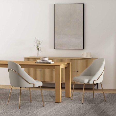 Manhattan Comfort Gracie Dining Chair in Stone and Gold - Set of 2 2-DC100-GST