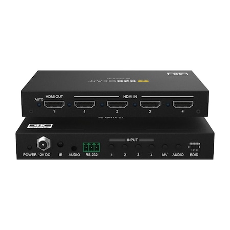 Bzbgear 4x1 4K UHD HDMI Seamless Switcher/Scaler/MultiViewer with PIP/Audio De-Embedding & 8 Display Modes BG-MV41A-G2