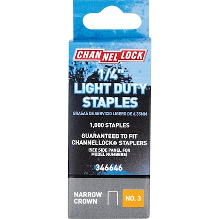 Channellock No. 3 Light Duty Narrow Crown Staple 1/4 In., 1000PK 346646