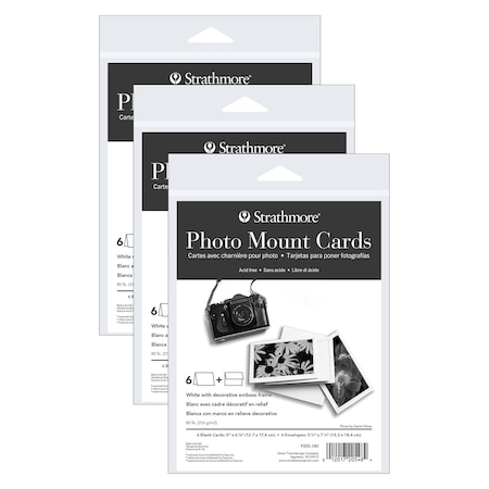 Strathmore Photo Mount Cards & Envelopes, Decorative Embossed Border, Full Size, 5x6.875 inch, 18PK P205-180