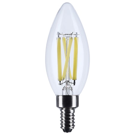Satco 8 Watt B11 LED Candelabra Base Candle-Tip Clear 3500K CCT 120 Volt S12496