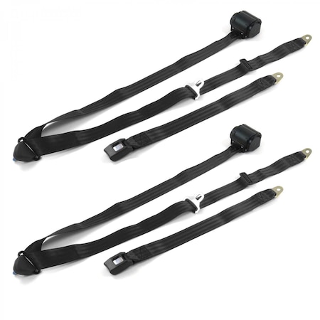 Geared2Golf Chevy Truck 1988-1998 Standard 3 Point Black Retractable Bucket Seat Belt Kit - 2 Belts GE2407281