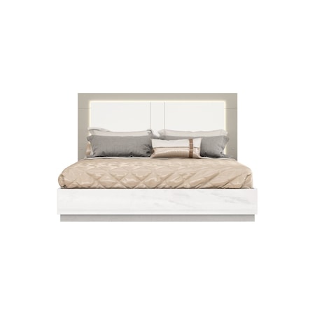 Homeroots White And Taupe Wood Queen Bed Frame 486086